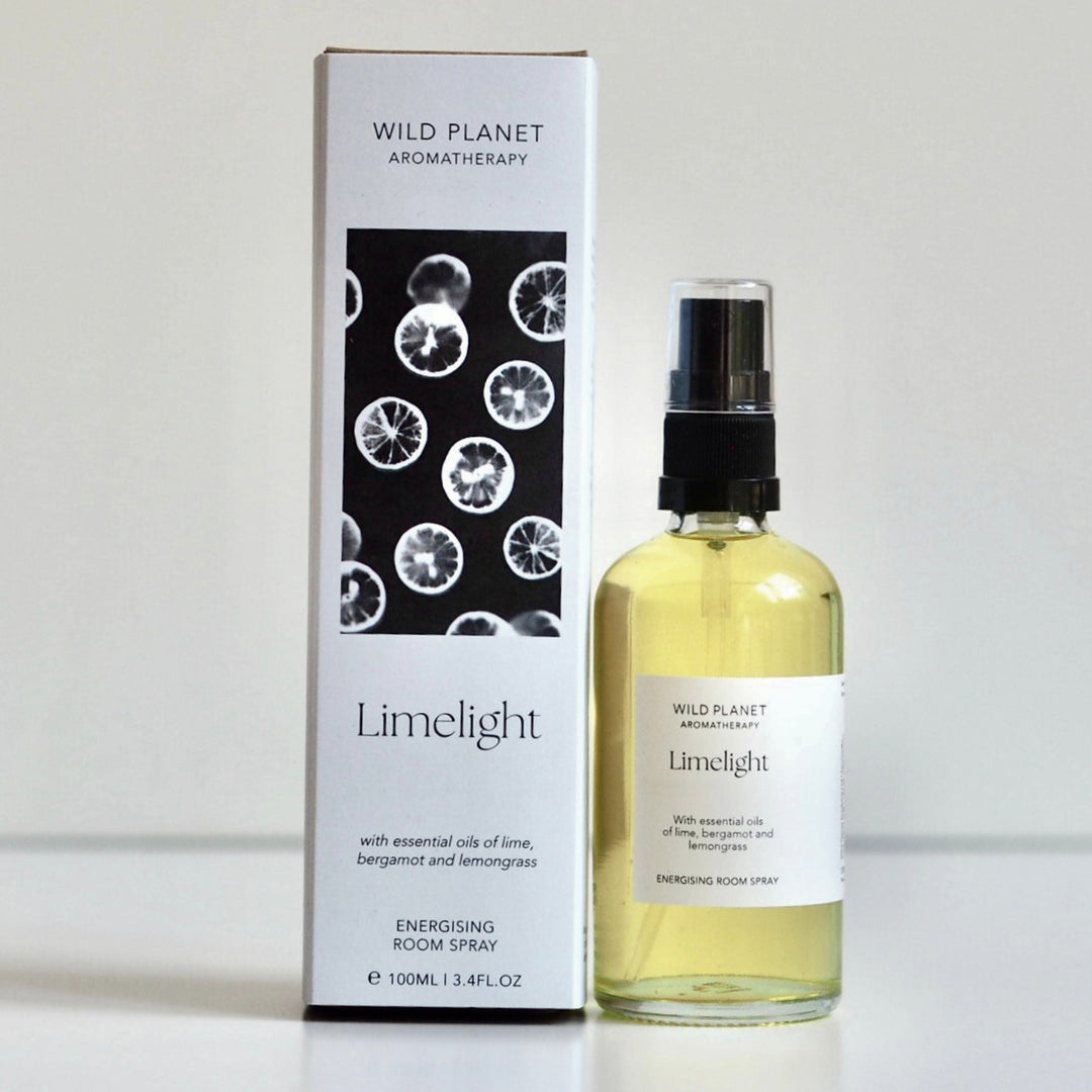 Limelight Citrus Aromatherapy Room Spray bottle and box by Wild Planet Aromatherapy