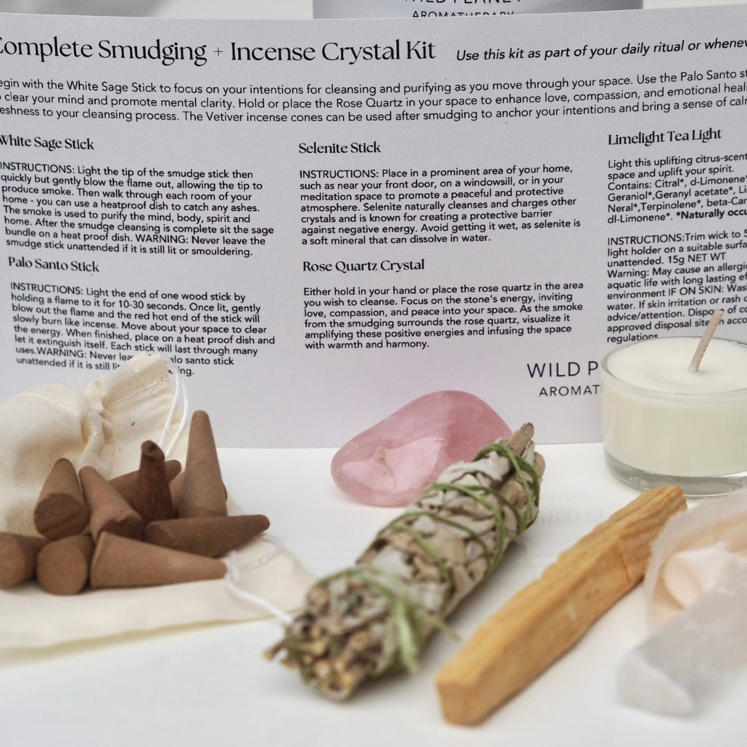 Smudging Incense Crystal Kit | Wild Planet Aromatherapy incense