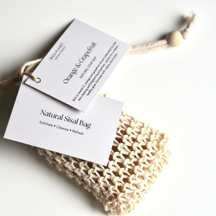 Orange & Grapefruit Natural Soap Bar in Sisal Bag