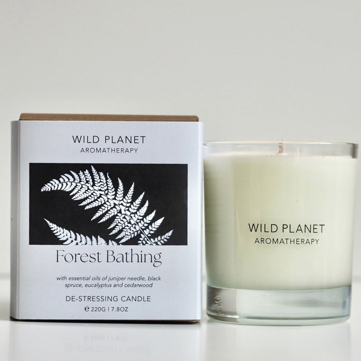 Wild Planet Aromatherapy de-stressing vegan soy wax candle with essential oils, by eco friendly box