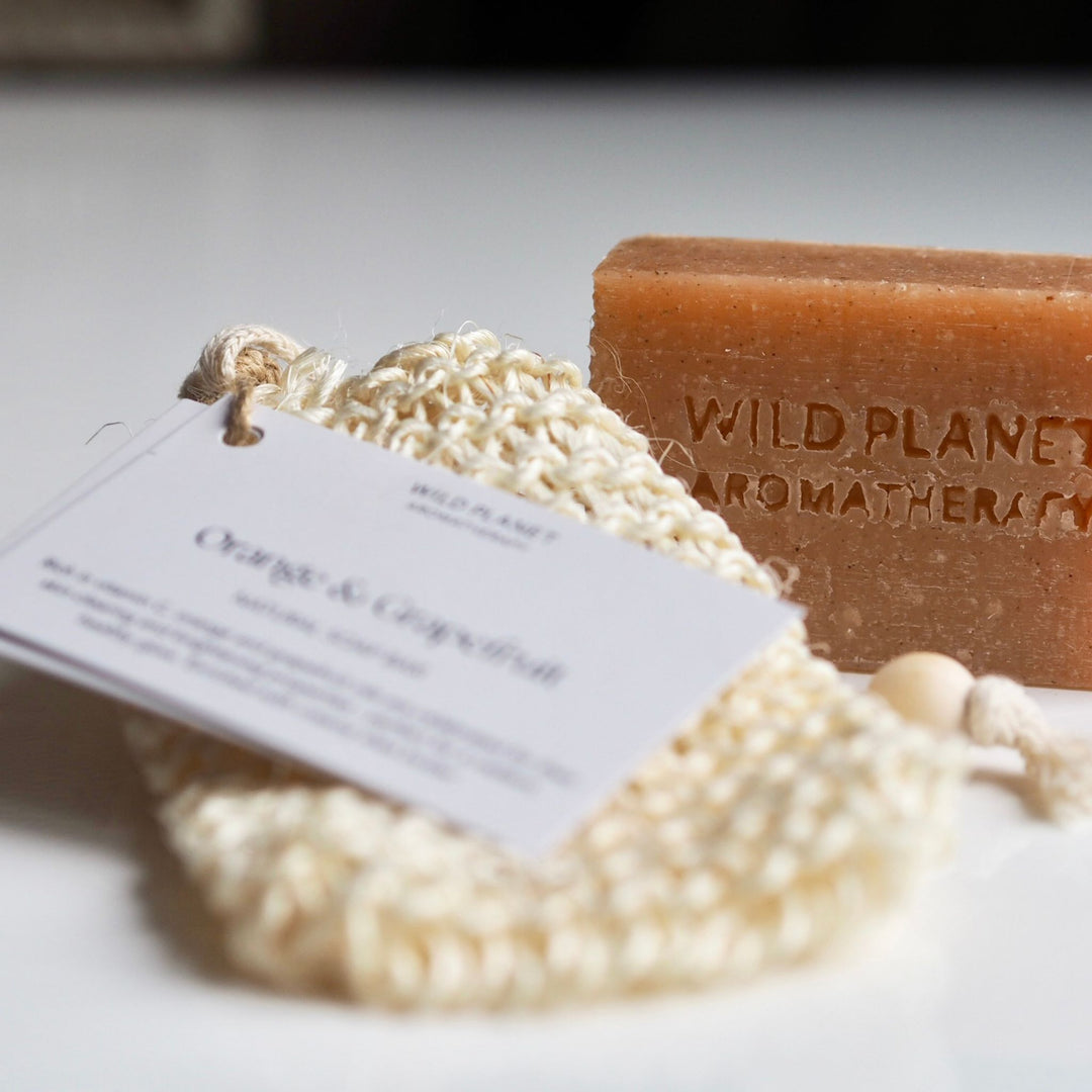 Orange & Grapefruit Natural Soap Bar in Sisal Bag