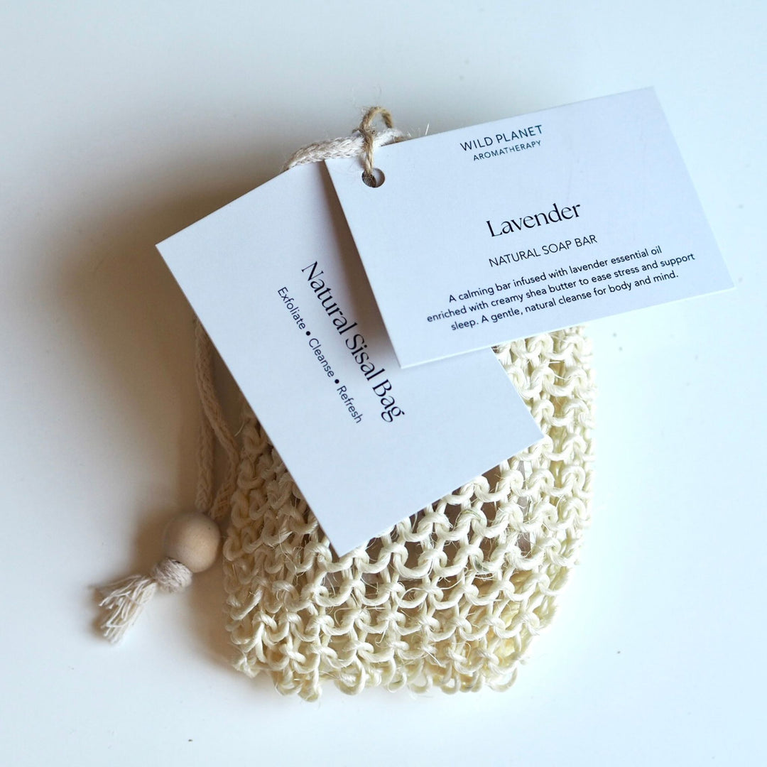 Lavender Natural Soap Bar in Sisal Bag