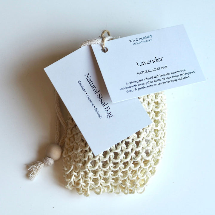 Lavender Natural Soap Bar in Sisal Bag