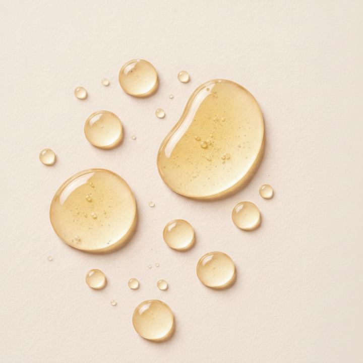 bath oil drops on pale backround