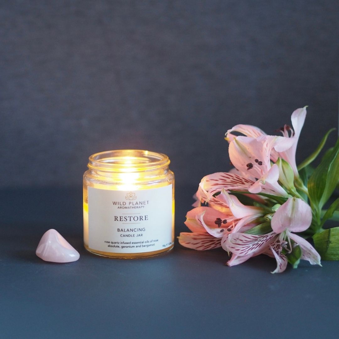 Restore Rose Quartz Candle | Wild Planet Aromatherapy UK Candle